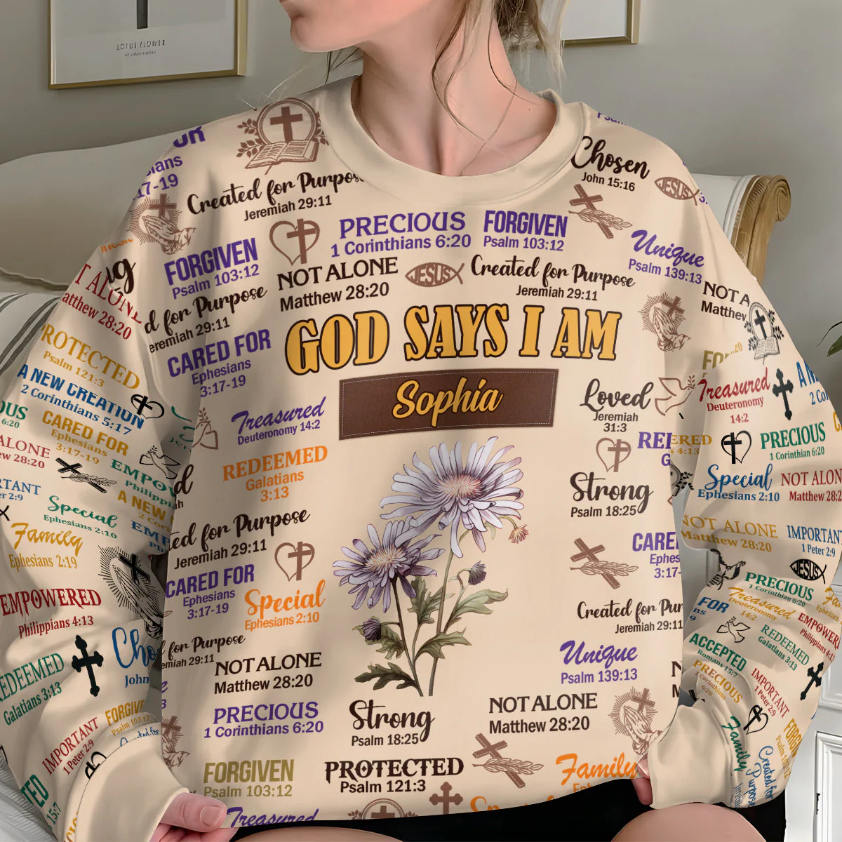 God Says I Am Precious - Personalized AOP Sweatshirt TD118 - Image 3