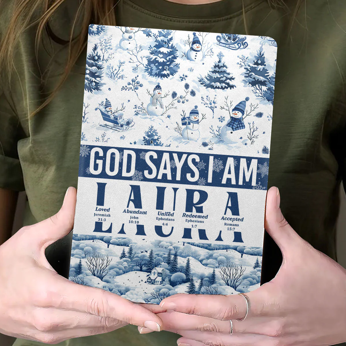 God Says I Am Redeemed - Personalized Leather Cover Notebook TD118