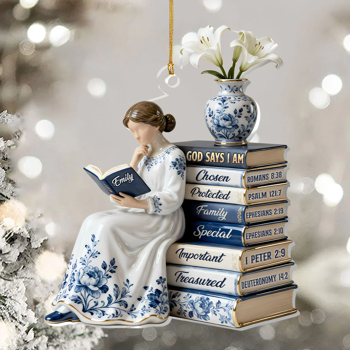 God Says I Am Toile De Jouy - Personalized 1-Layer Acrylic Ornament HL128