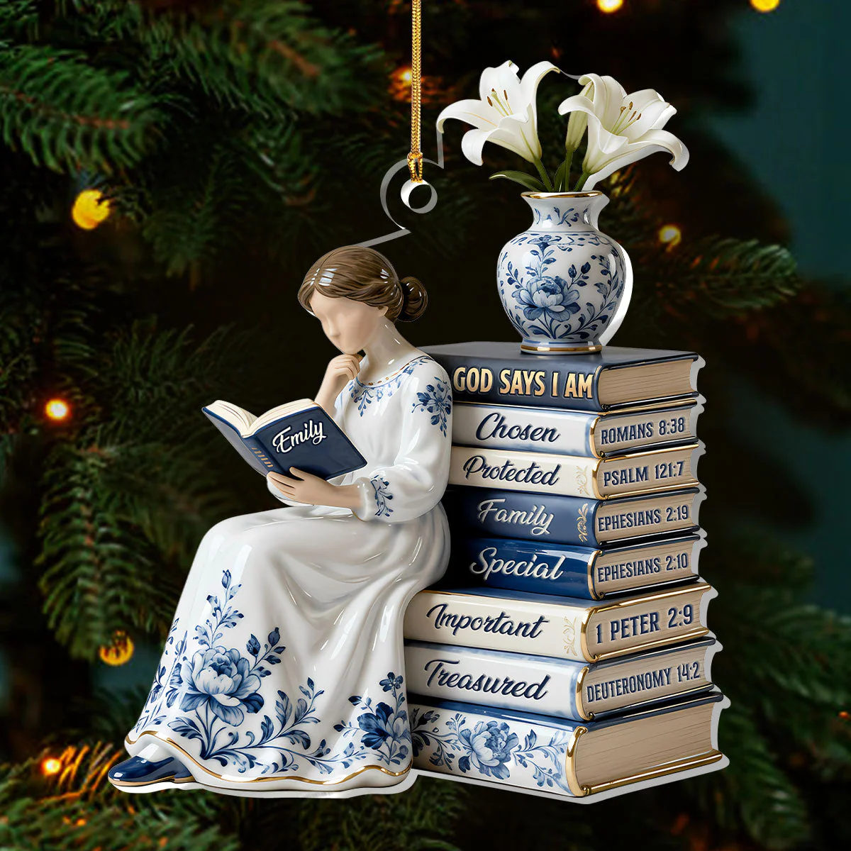 God Says I Am Toile De Jouy - Personalized 1-Layer Acrylic Ornament HL128 - Image 4