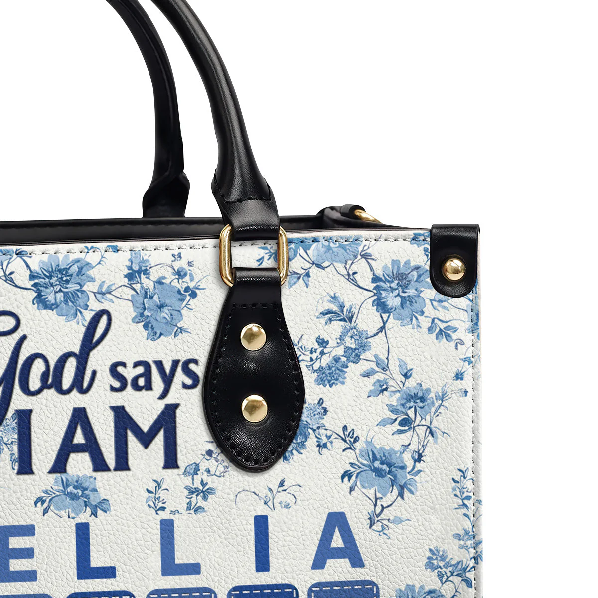 God Says I Am Toile De Jouy Style - Personalized Leather Handbag - Image 4