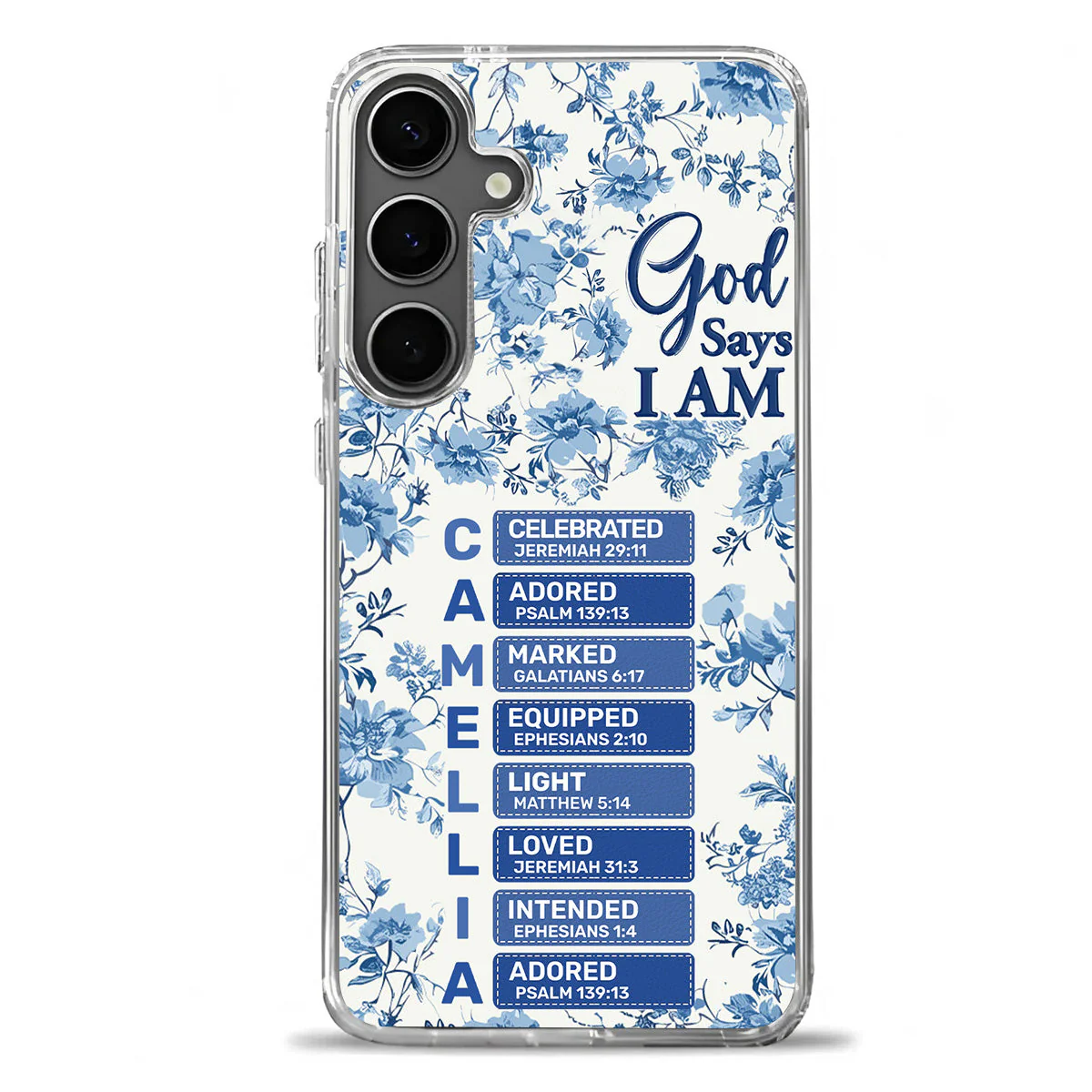 God Says I Am Toile De Jouy Style - Personalized Silicone Phone Case - Image 2