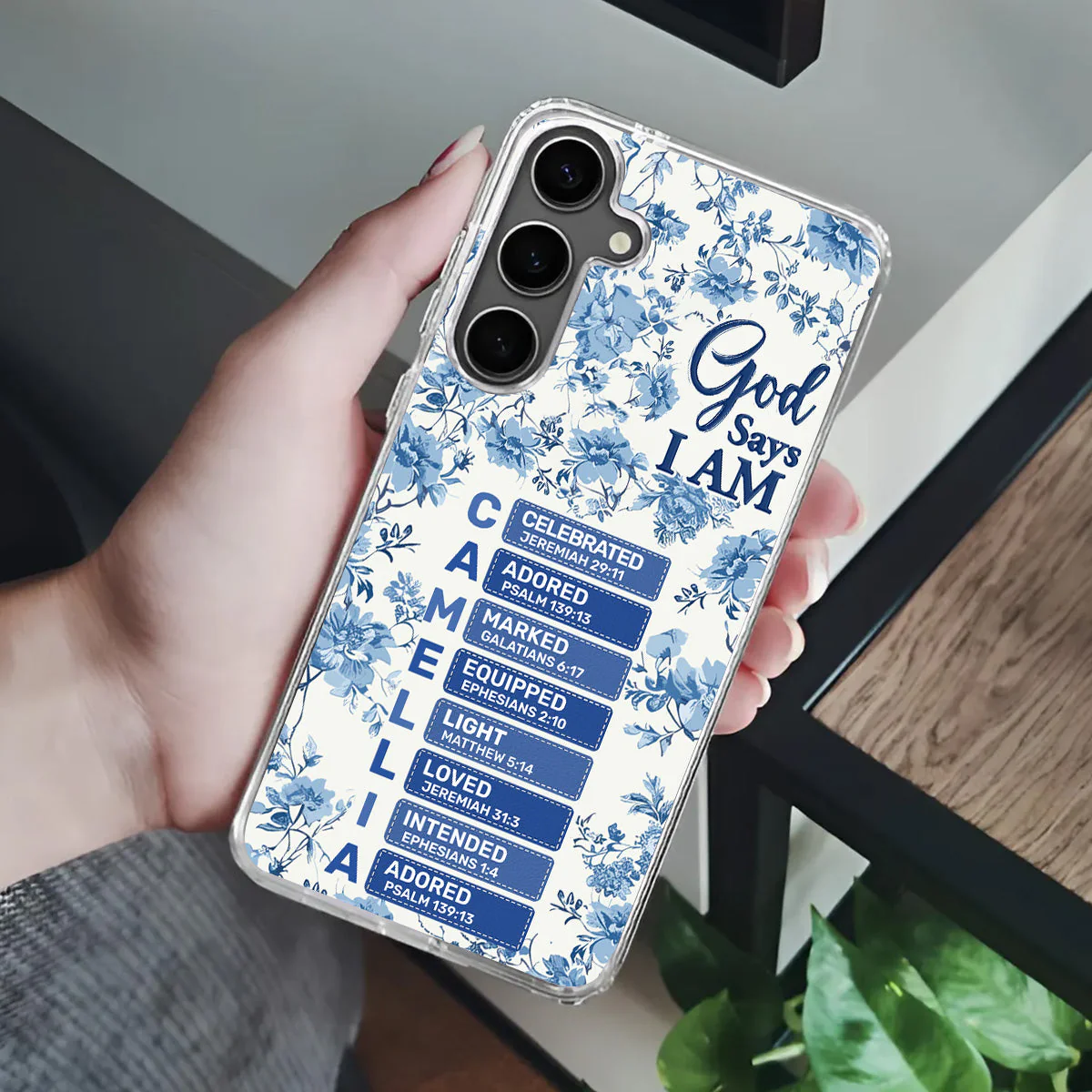 God Says I Am Toile De Jouy Style - Personalized Silicone Phone Case - Image 4
