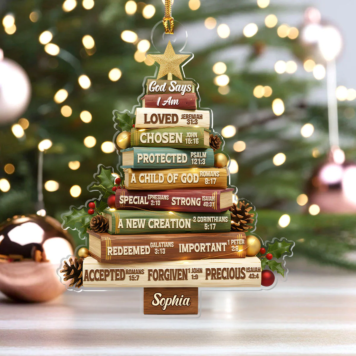 God Says I Am Tree - Personalized 1-Layer Acrylic Ornament HL128 - Image 4