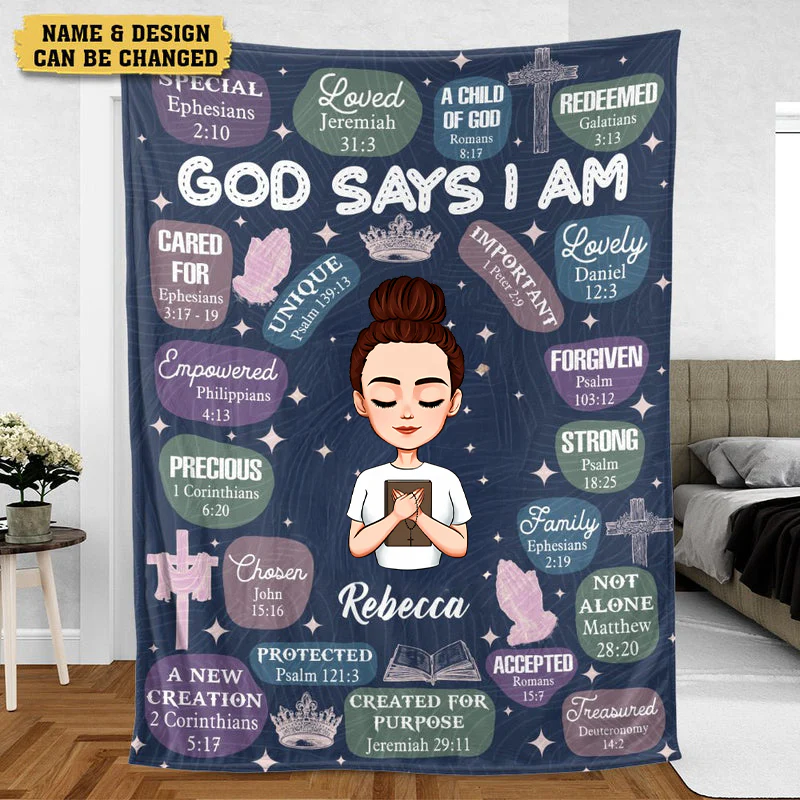 God Says I Am Unique - Personalized Blanket - Meaningful Gift For Birthday | CLGOD05 TD118 - Image 2