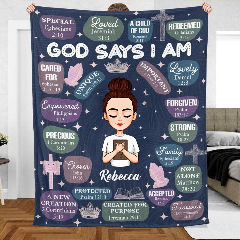 God Says I Am Unique - Personalized Blanket - Meaningful Gift For Birthday | CLGOD05 TD118 - Image 4