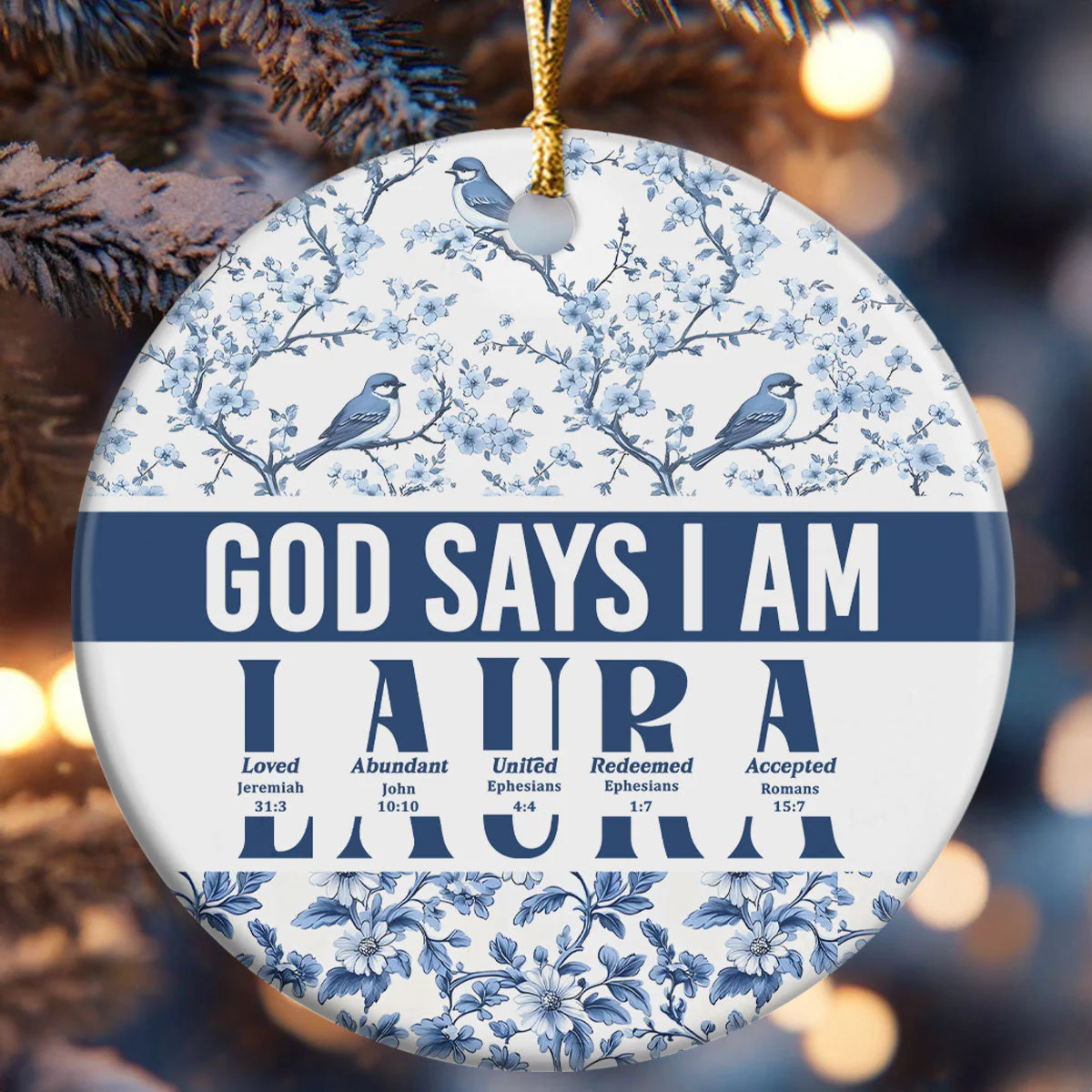 God Says I Am United - Personalized Ceramic Ornament TD118 - Image 6