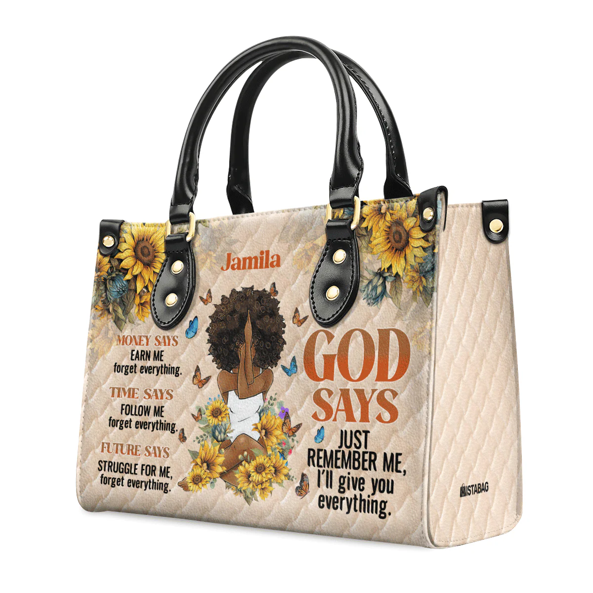 God Says Remember Me - Custom Leather Handbag - Christian Faith Gift For Her HD95 - Image 5