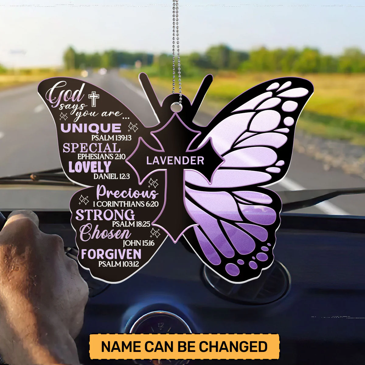 God Says You Are Affirmation Butterfly - Personalized Car Hanging Ornament - Gift For Her HN02 - Image 2