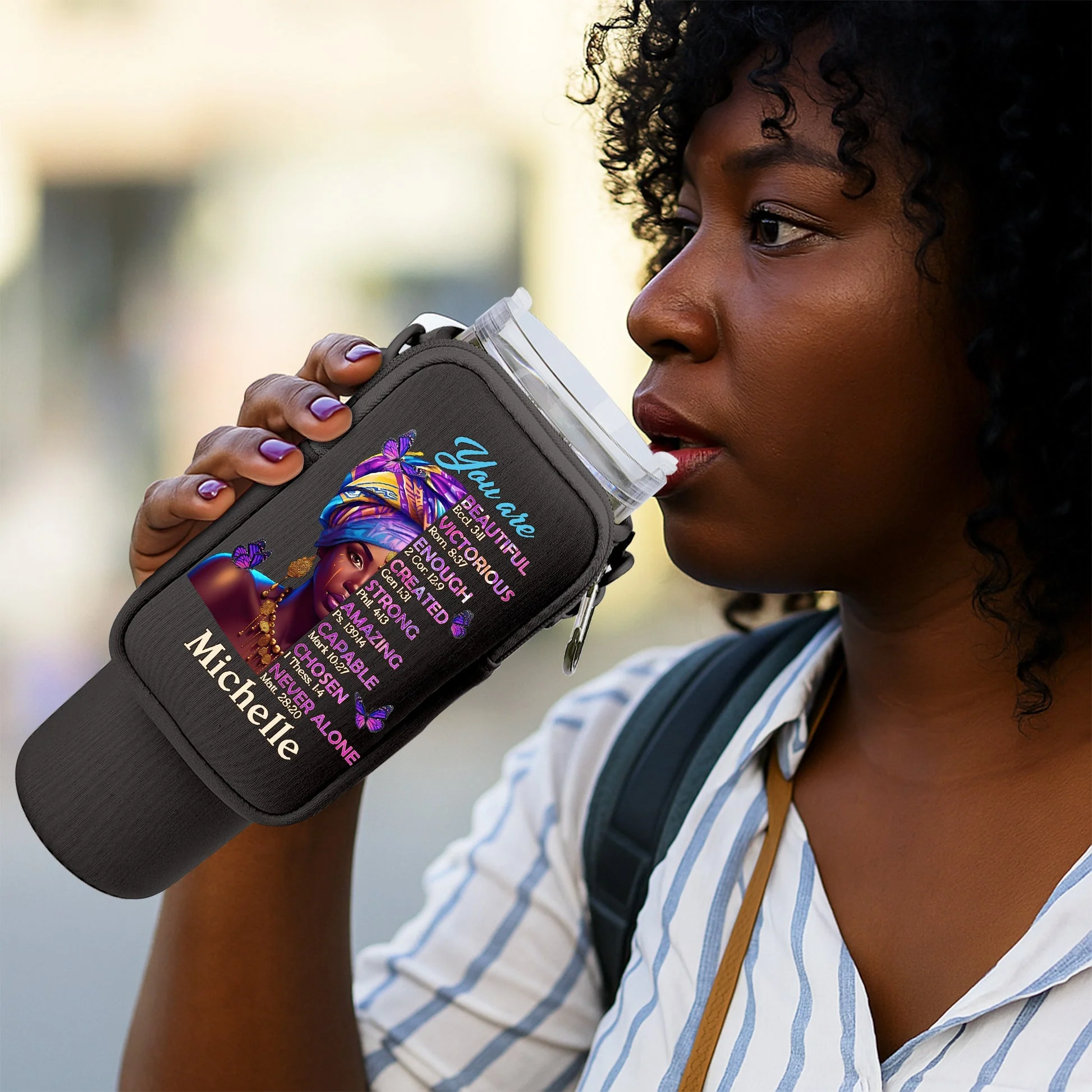 God Says You Are Bible Verse - Personalized Tumbler Holder Bag - Gift For African Woman HH01 - Image 3