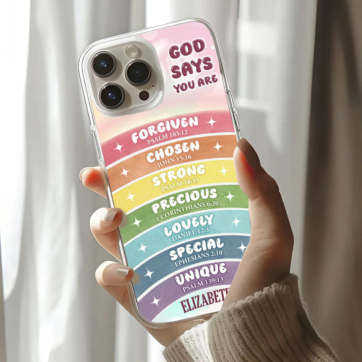 God Says You Are Colorful -Personalized Phone Case - Christian Gift For Mom, Daughter BA01 - Image 3
