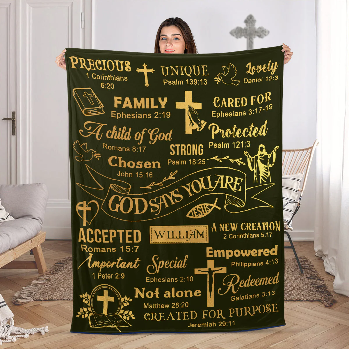 God Says You Are - Personalized Fleece Blanket TD118