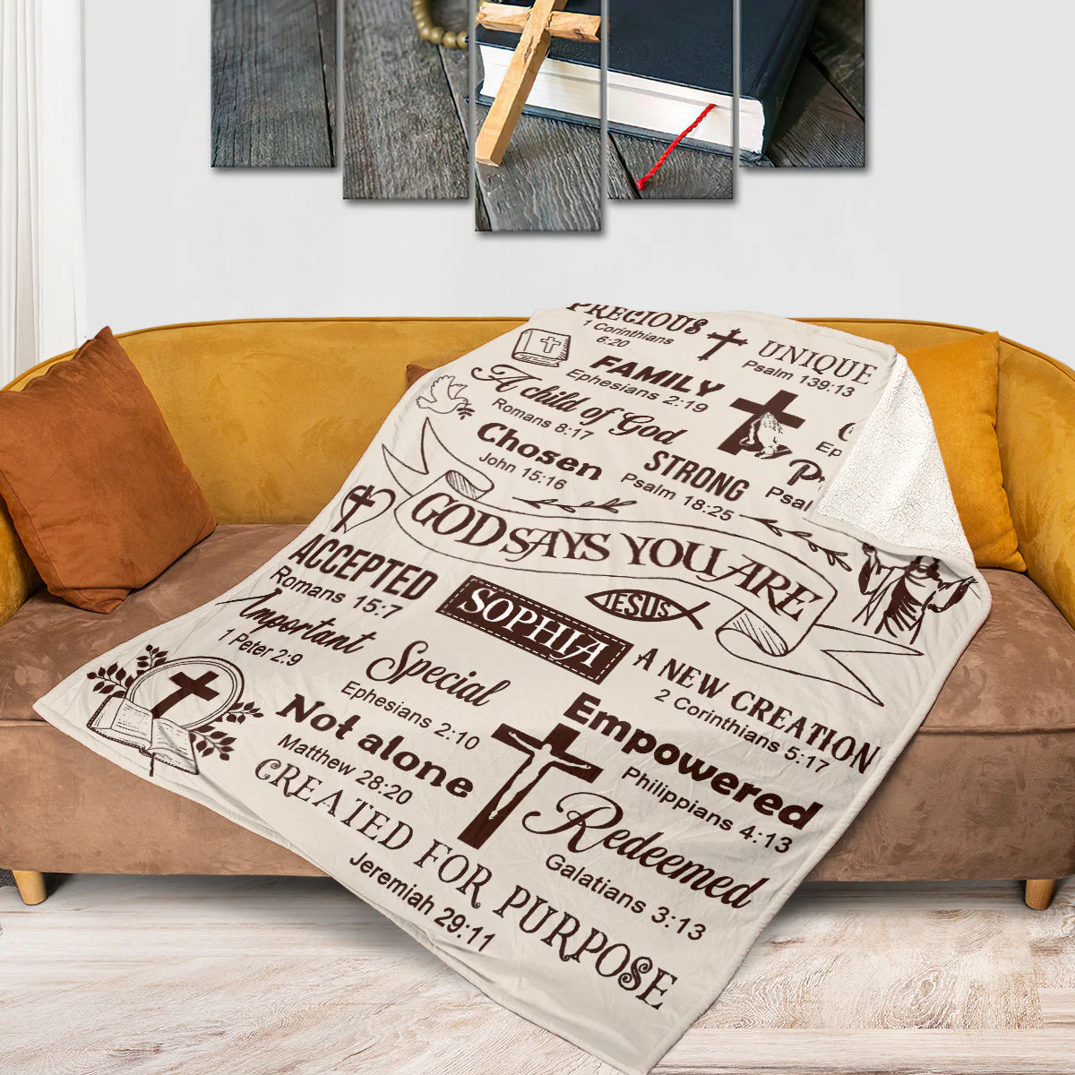 God Says You Are - Personalized Fleece Blanket TD118 - Image 3