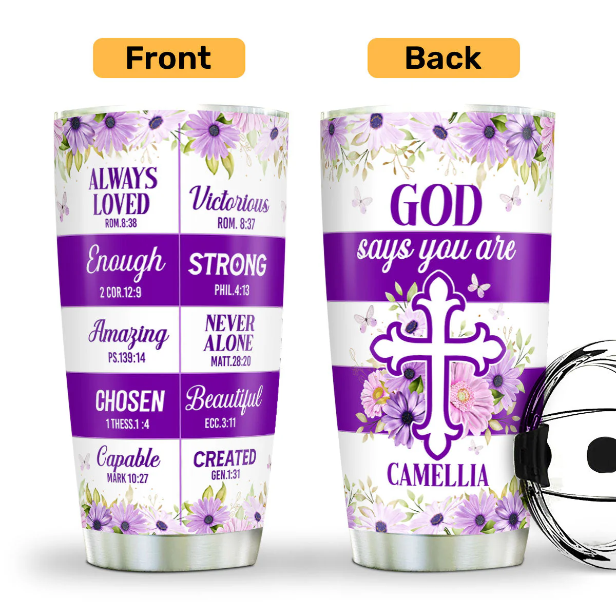 God Says You Are | Personalized Stainless Steel Tumbler - Image 2