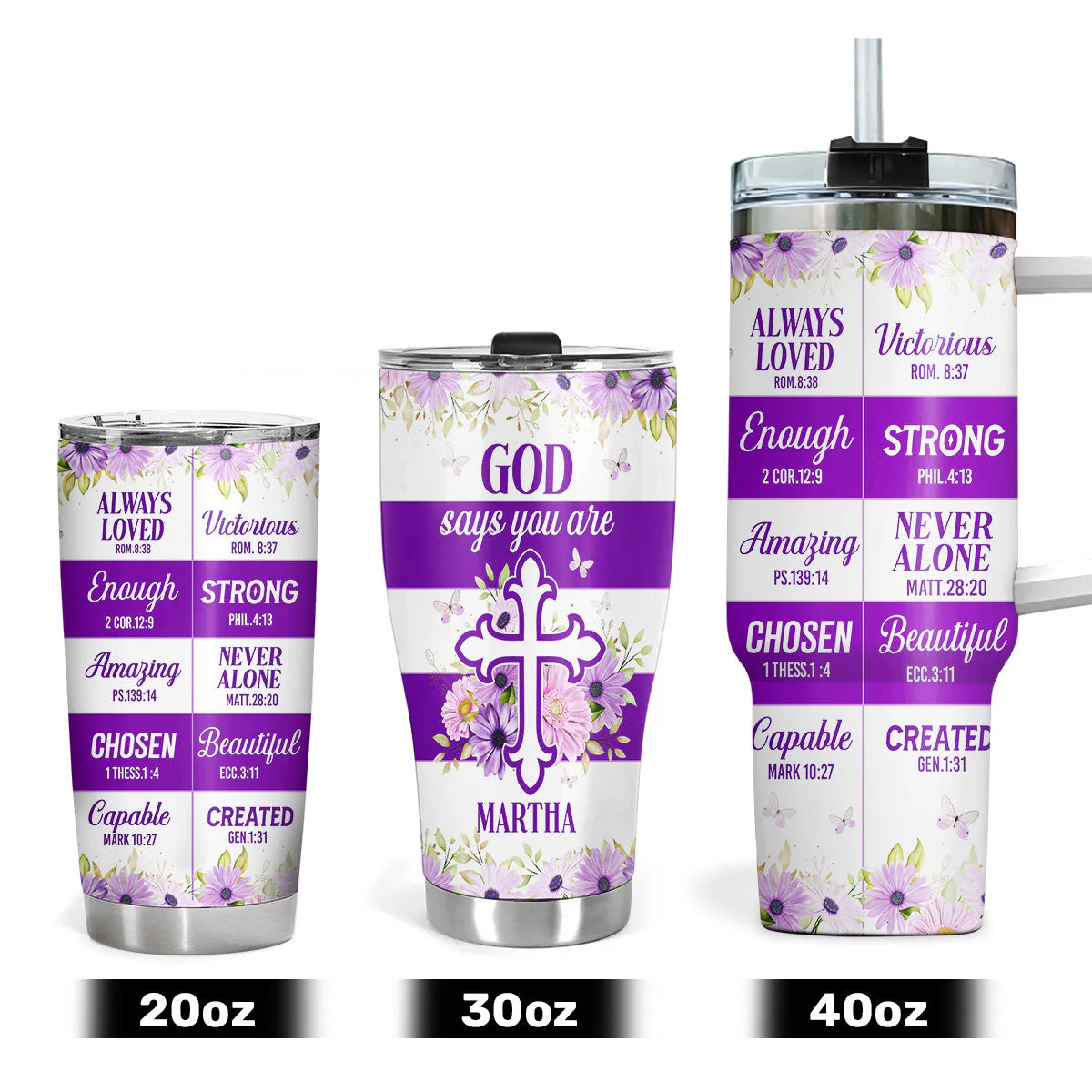 God Says You Are | Personalized Stainless Steel Tumbler - Image 4