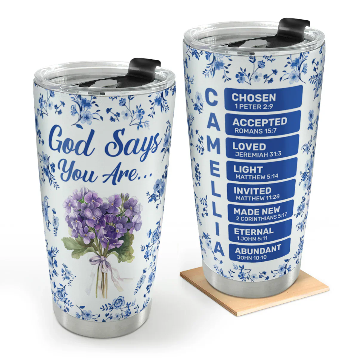 God Says You Are Toile De Jouy Style - Personalized Stainless Steel Tumbler TD118