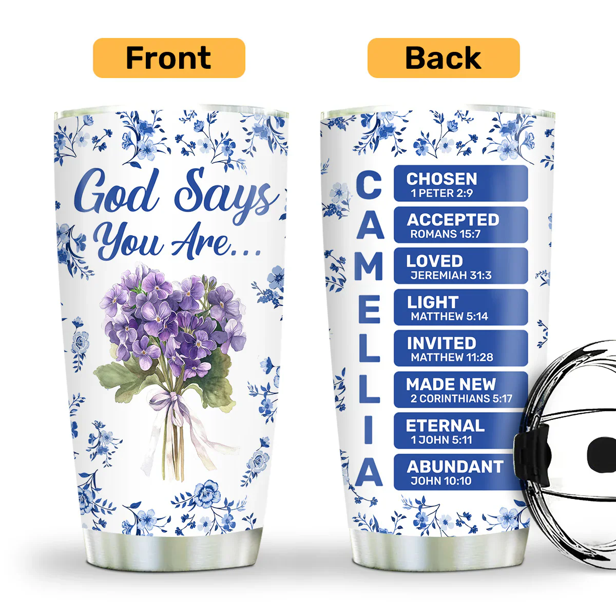 God Says You Are Toile De Jouy Style - Personalized Stainless Steel Tumbler TD118 - Image 2