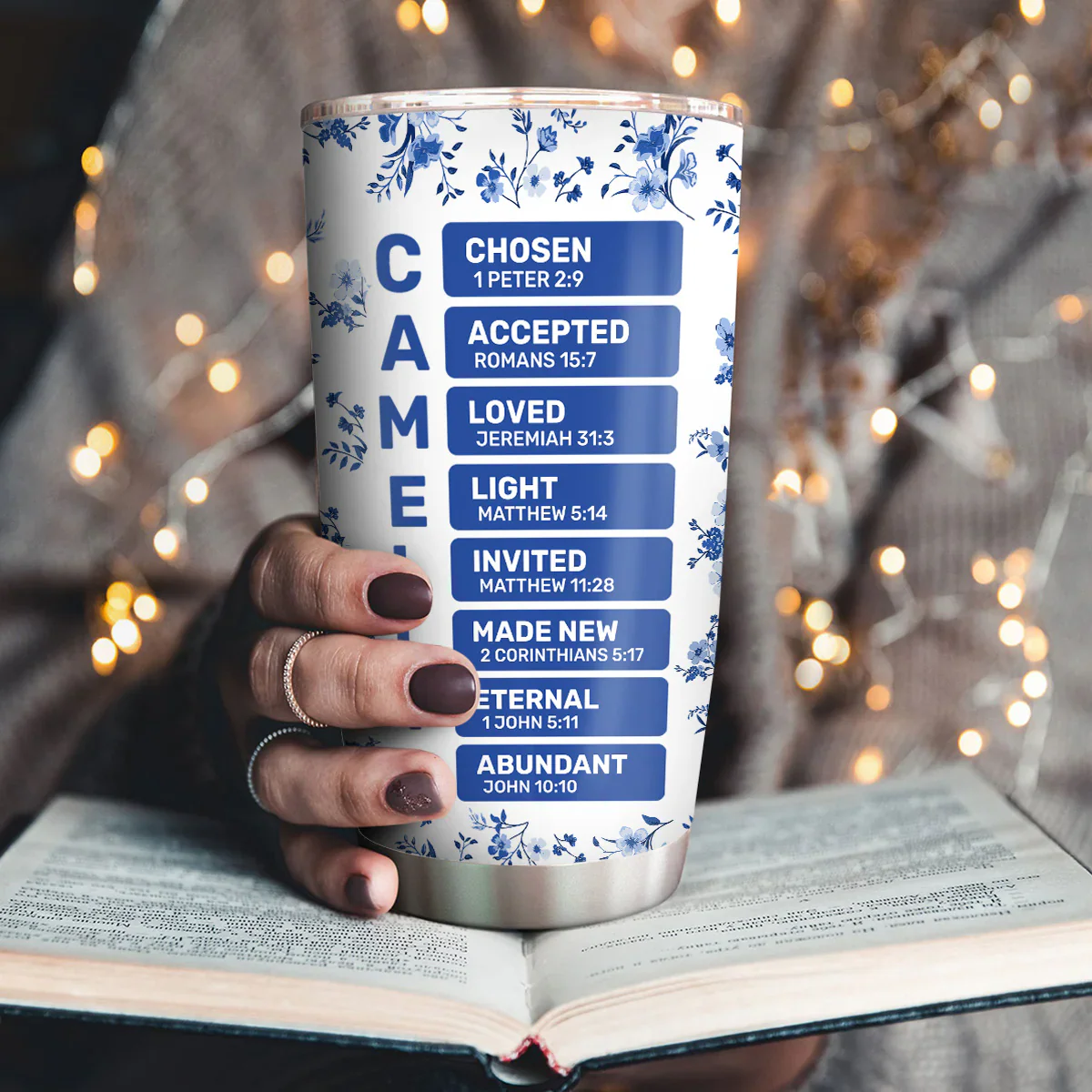 God Says You Are Toile De Jouy Style - Personalized Stainless Steel Tumbler TD118 - Image 4