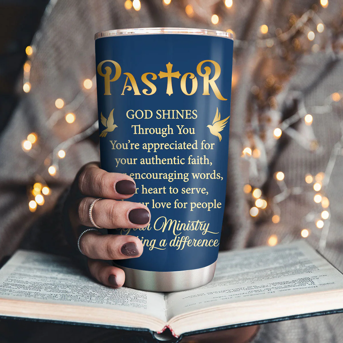 God Shines Through You - Personalized Stainless Steel Tumbler - Image 4