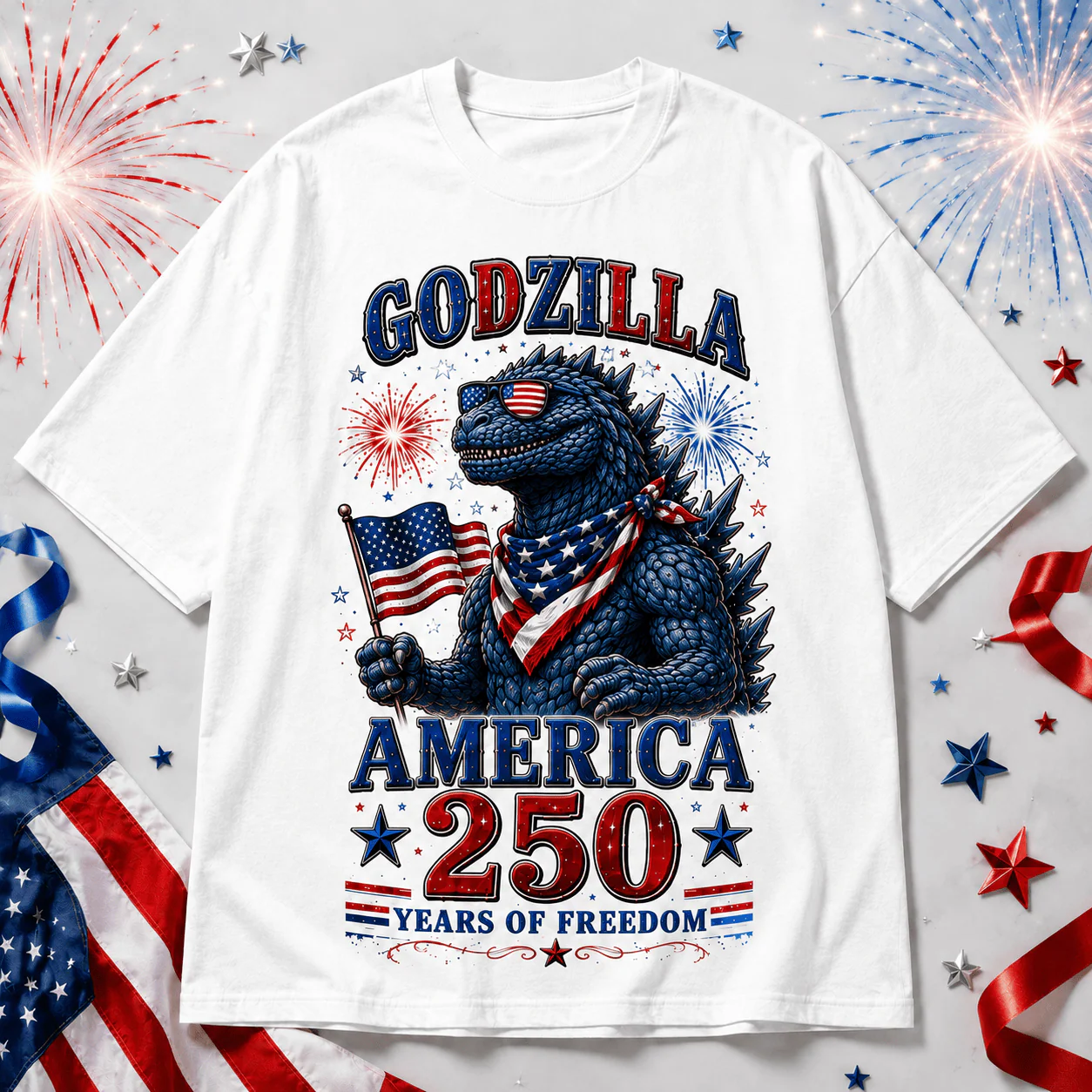 GodZilla Bless America 250 Years Of Freedom - Patriotic Shirt - Gift For Patriots, For Family - Image 5