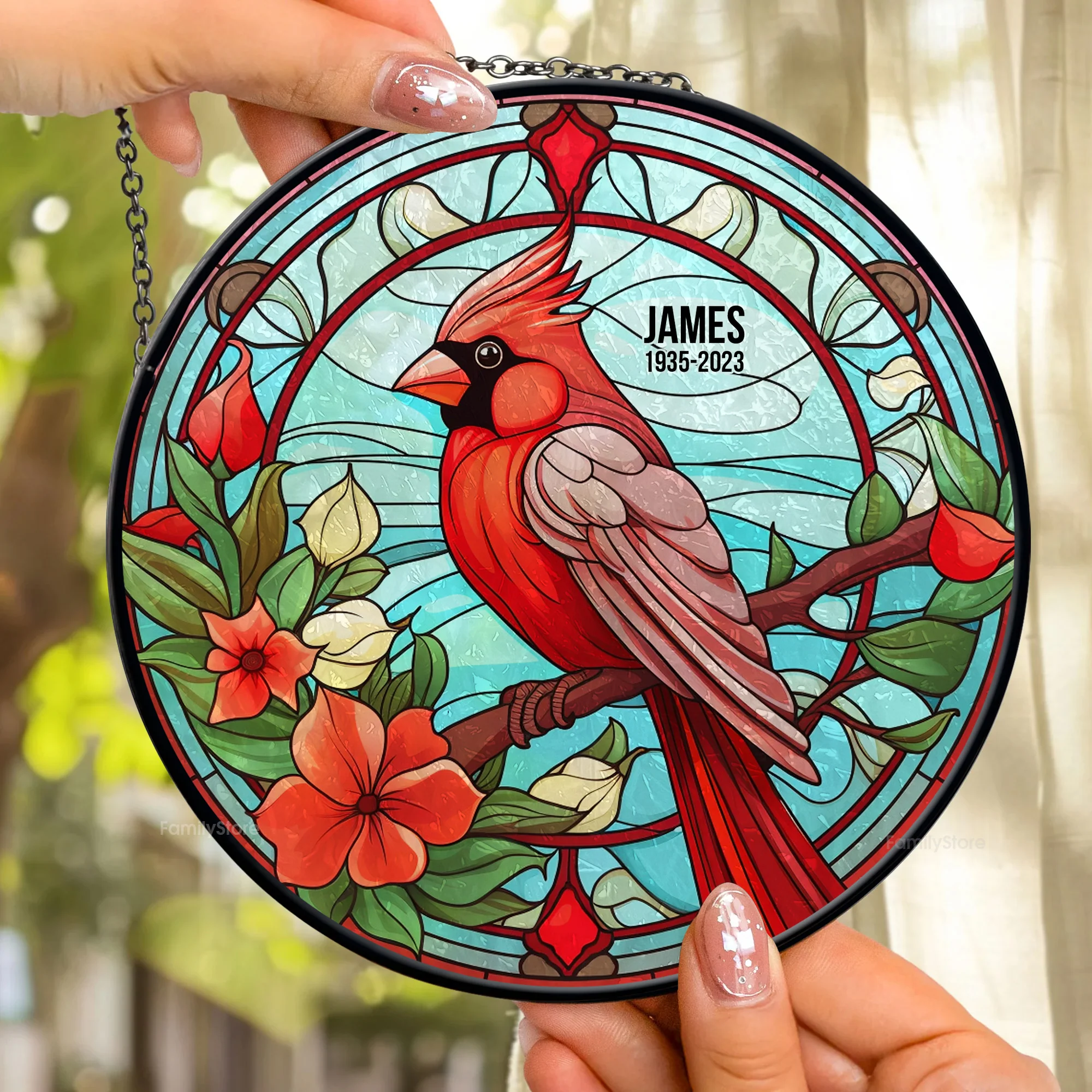 Gone But Never Forgotten - Memorial Gift - Personalized Stained Glass Window Hanging Suncatcher NA94 - Image 2