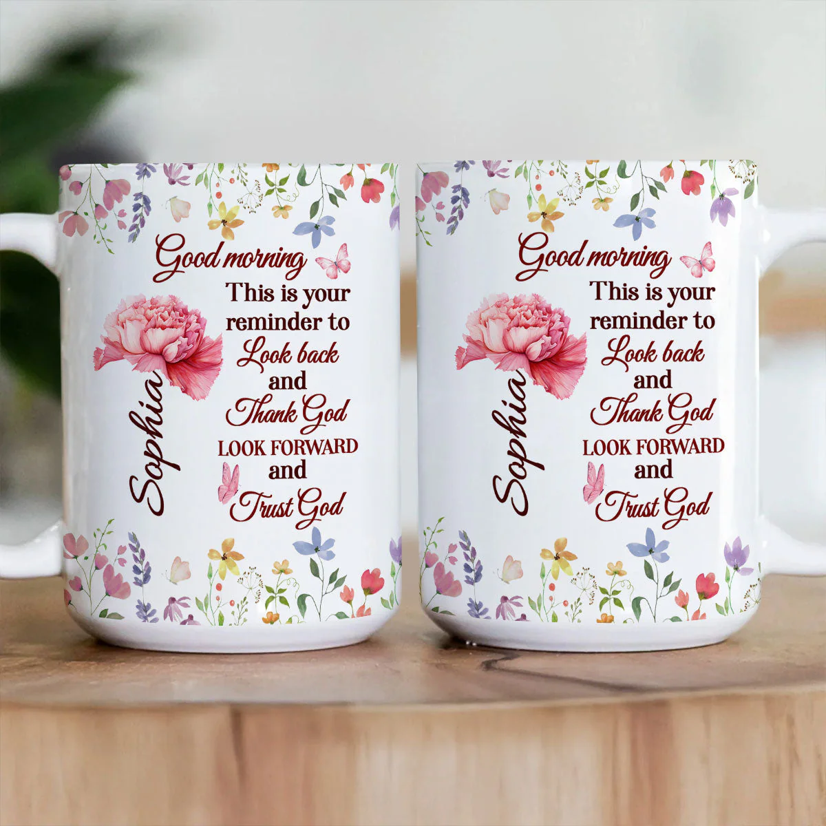 Good morning, Thank God, Trust God - Personalized Mug - Christian Gift For Her BA01 - Image 3