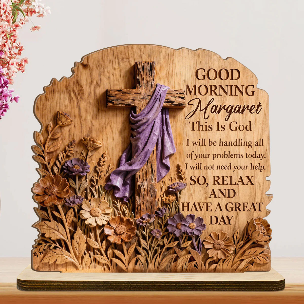 Good Morning This Is God - Personalized 2-Layer Wood Plaque - Christian Gift For Him - Image 2