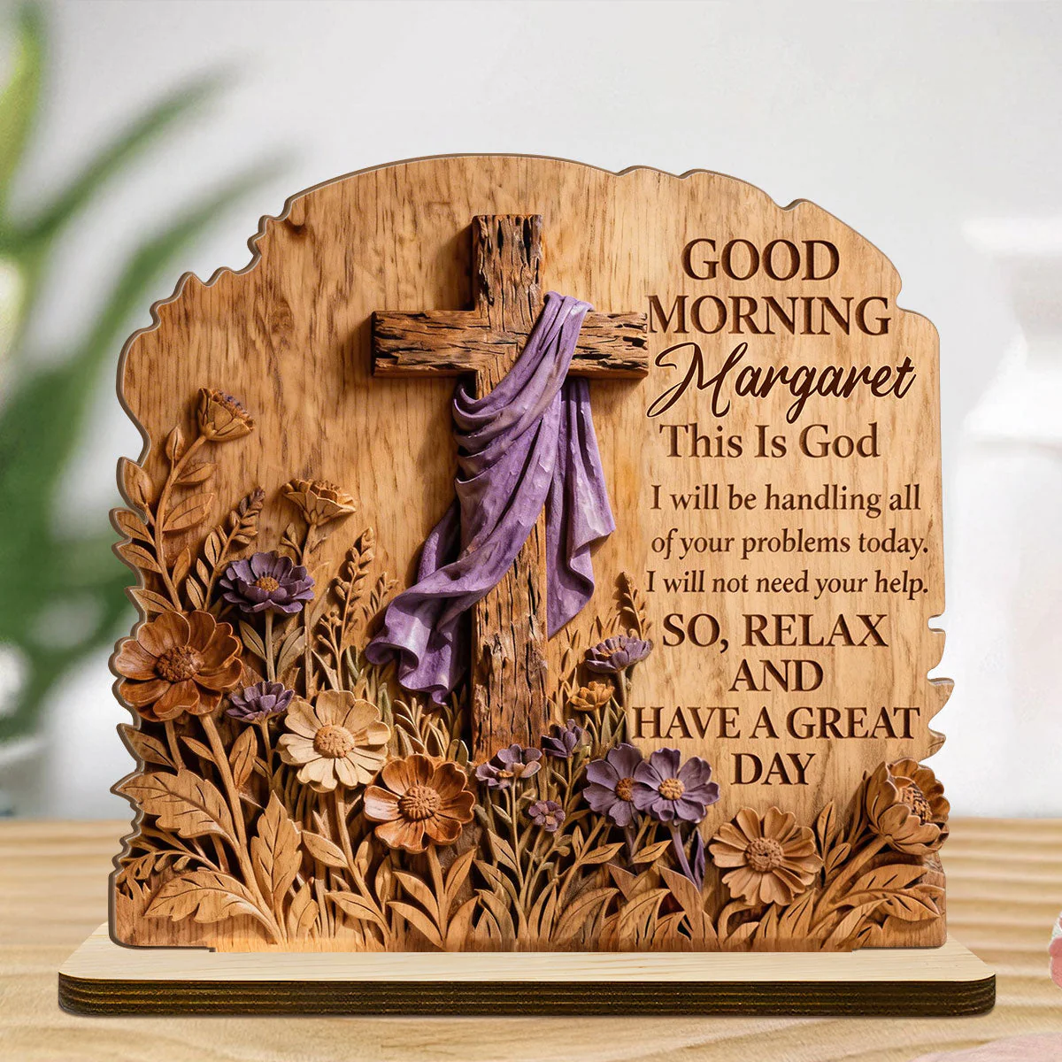 Good Morning This Is God - Personalized 2-Layer Wood Plaque - Christian Gift For Him - Image 3