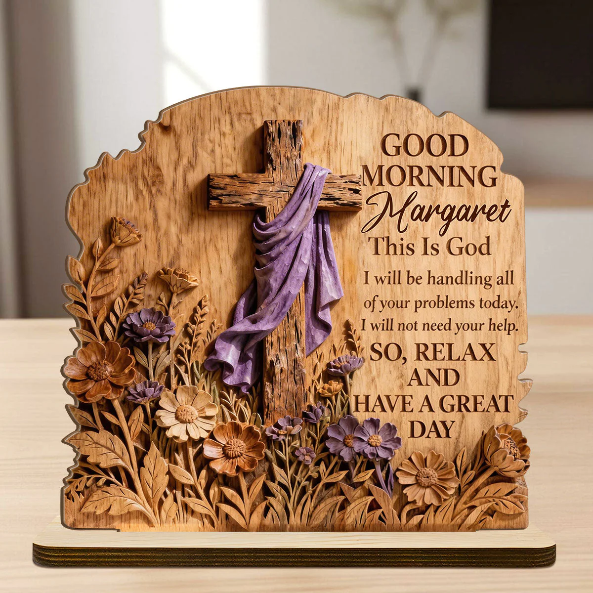Good Morning This Is God - Personalized 2-Layer Wood Plaque - Christian Gift For Him - Image 4