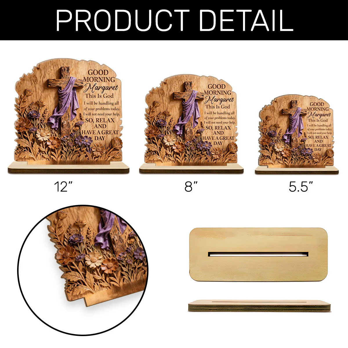 Good Morning This Is God - Personalized 2-Layer Wood Plaque - Christian Gift For Him - Image 5