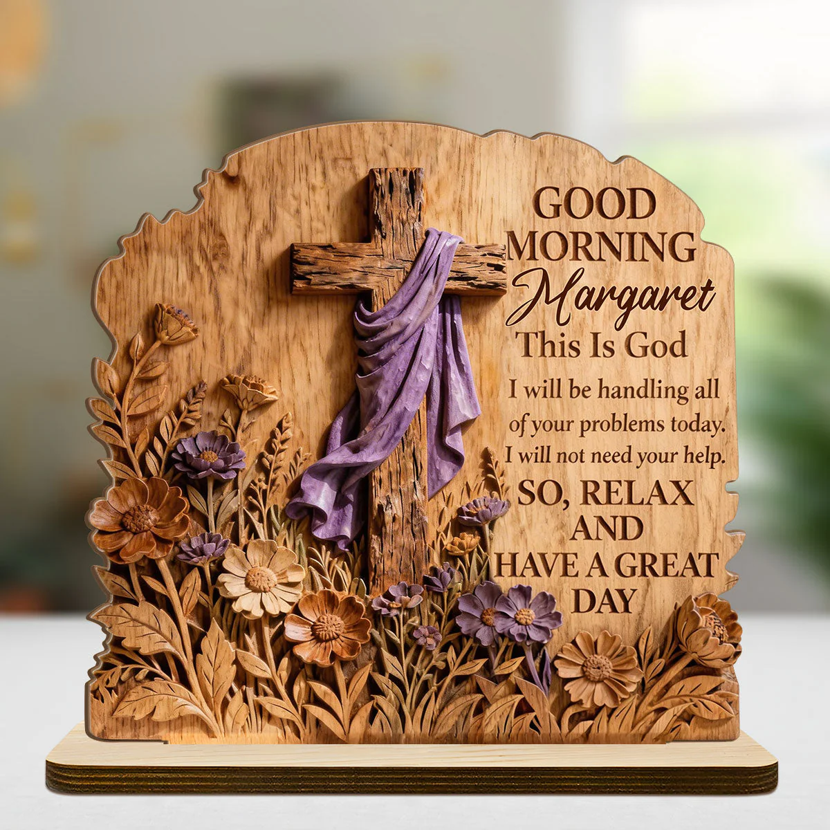 Good Morning This Is God - Personalized 2-Layer Wood Plaque - Christian Gift For Him - Image 7