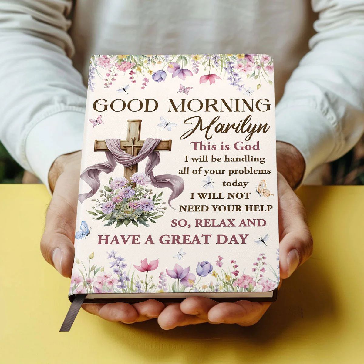Good Morning This Is God - Personalized Leather Cover Notebook HL128 - Image 4