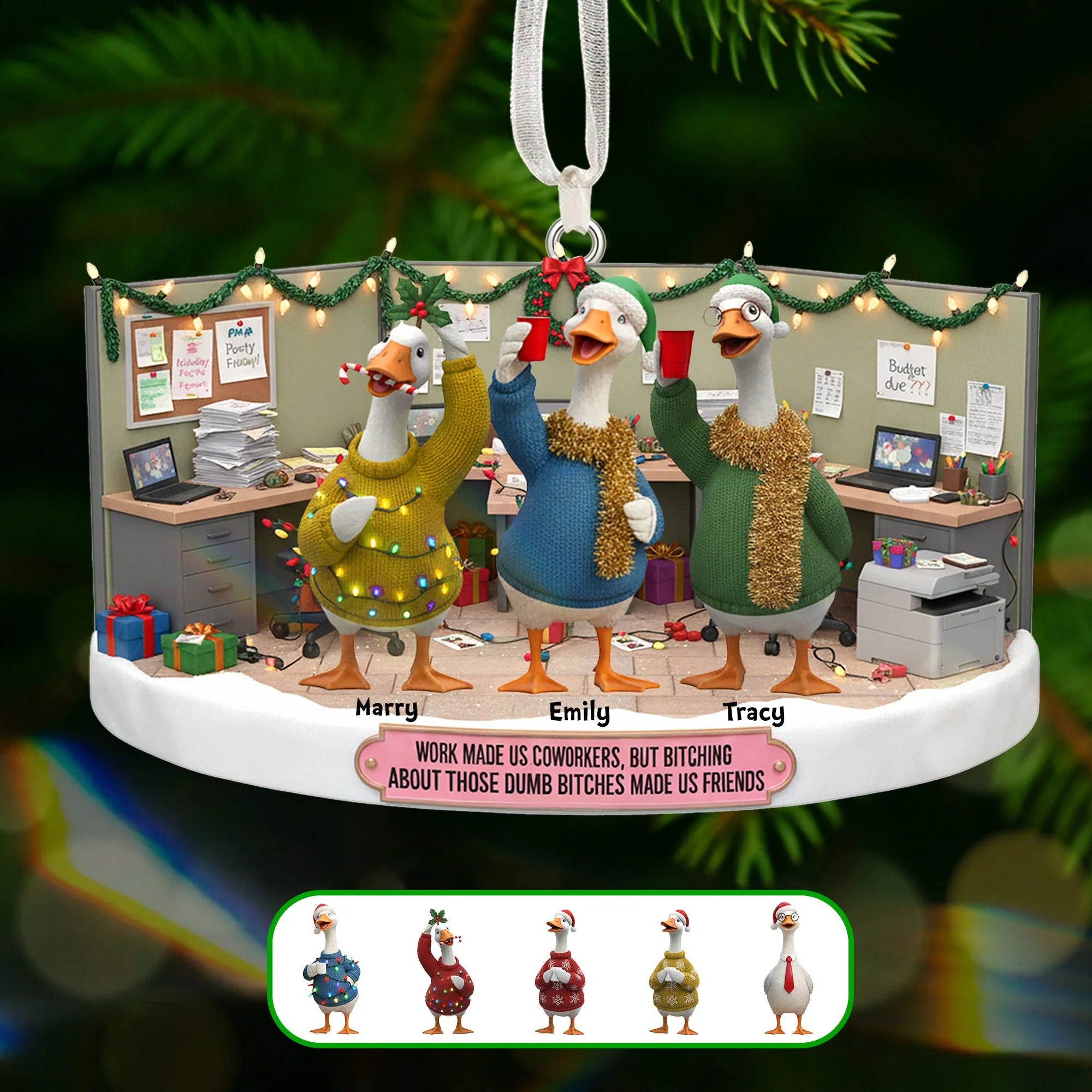 Goose Coworkers Christmas - Personalized Acrylic Ornament - Gift For Coworkers