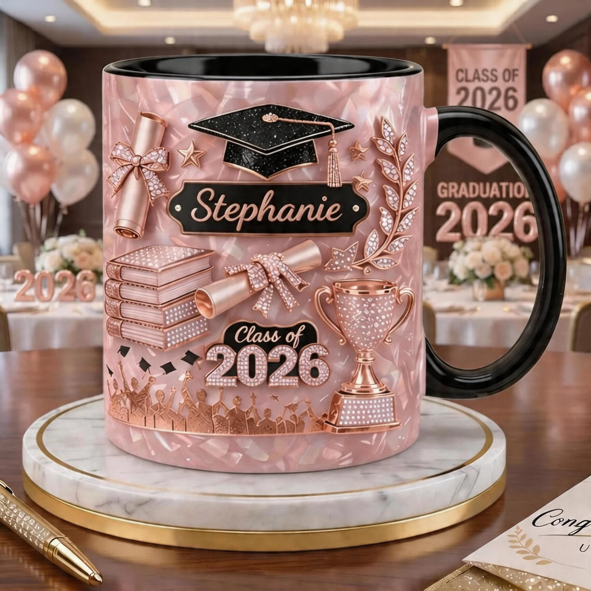 Graduation 2026 3D Effect - Personalized Accent Mug - Gift For Graduates
