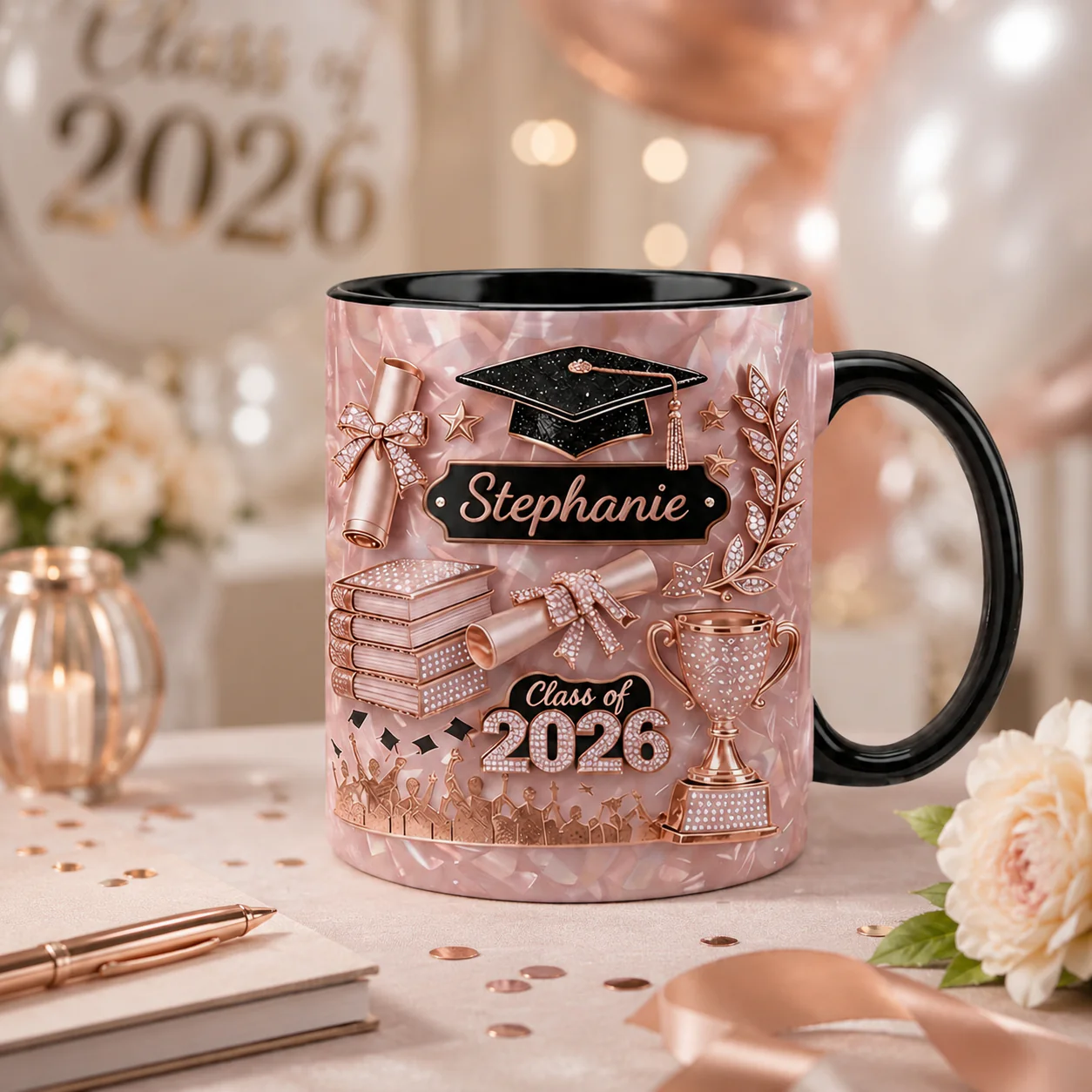 Graduation 2026 3D Effect - Personalized Accent Mug - Gift For Graduates - Image 2