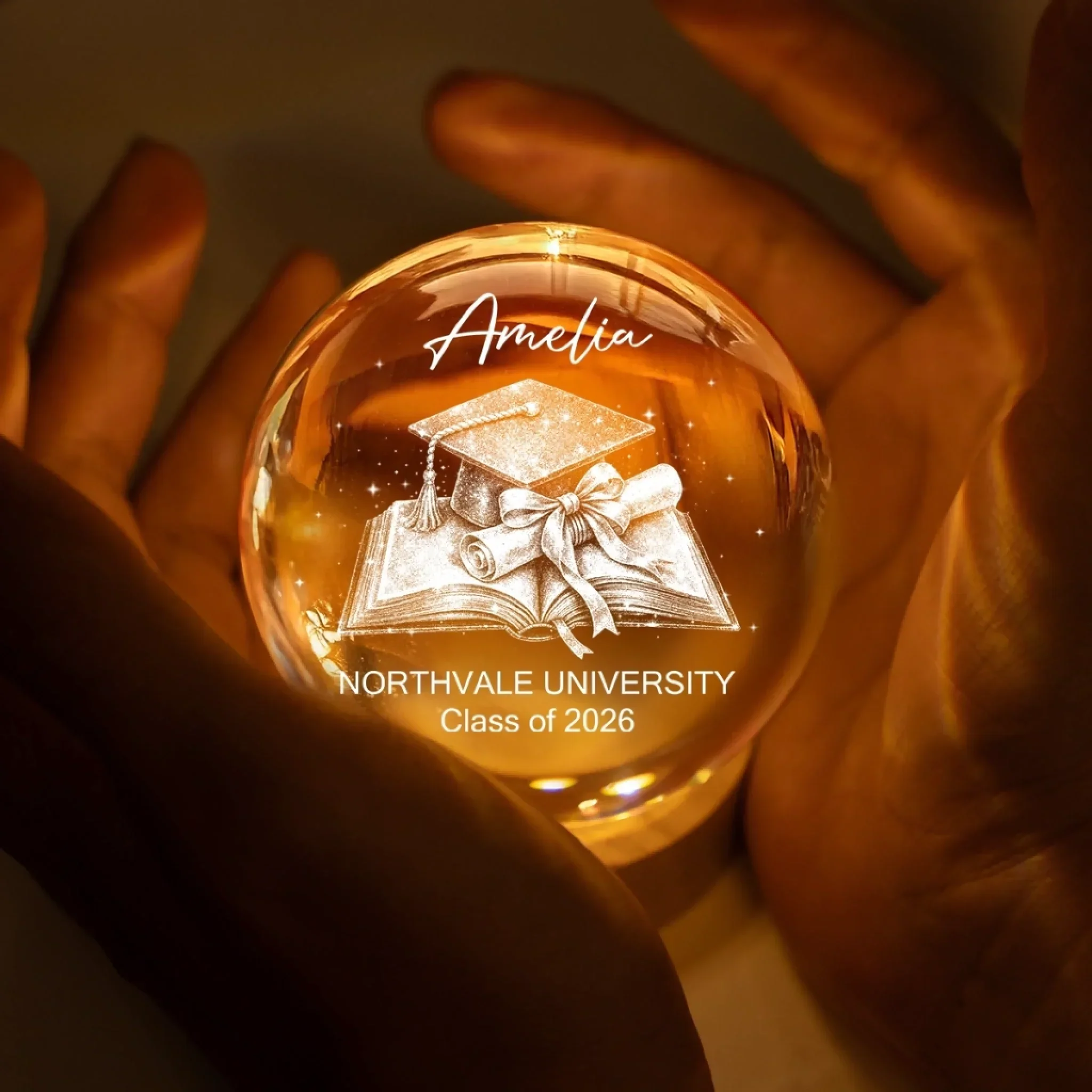 Graduation Class Of 2026 - Personalized Crystal Globe Lamp - Gift For Graduates - Image 5