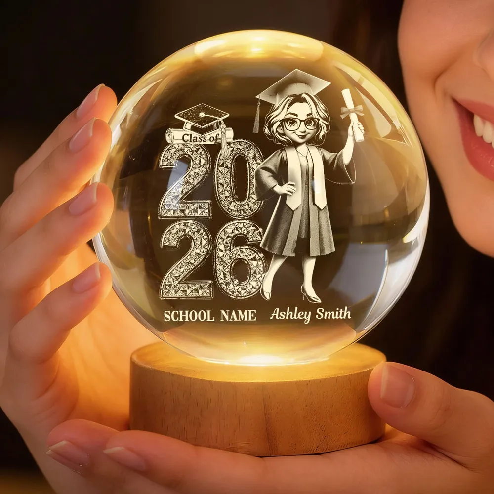 Graduation Senior Class Of 2026 - Personalized Crystal Globe Lamp - Gift For Graduates - Image 2