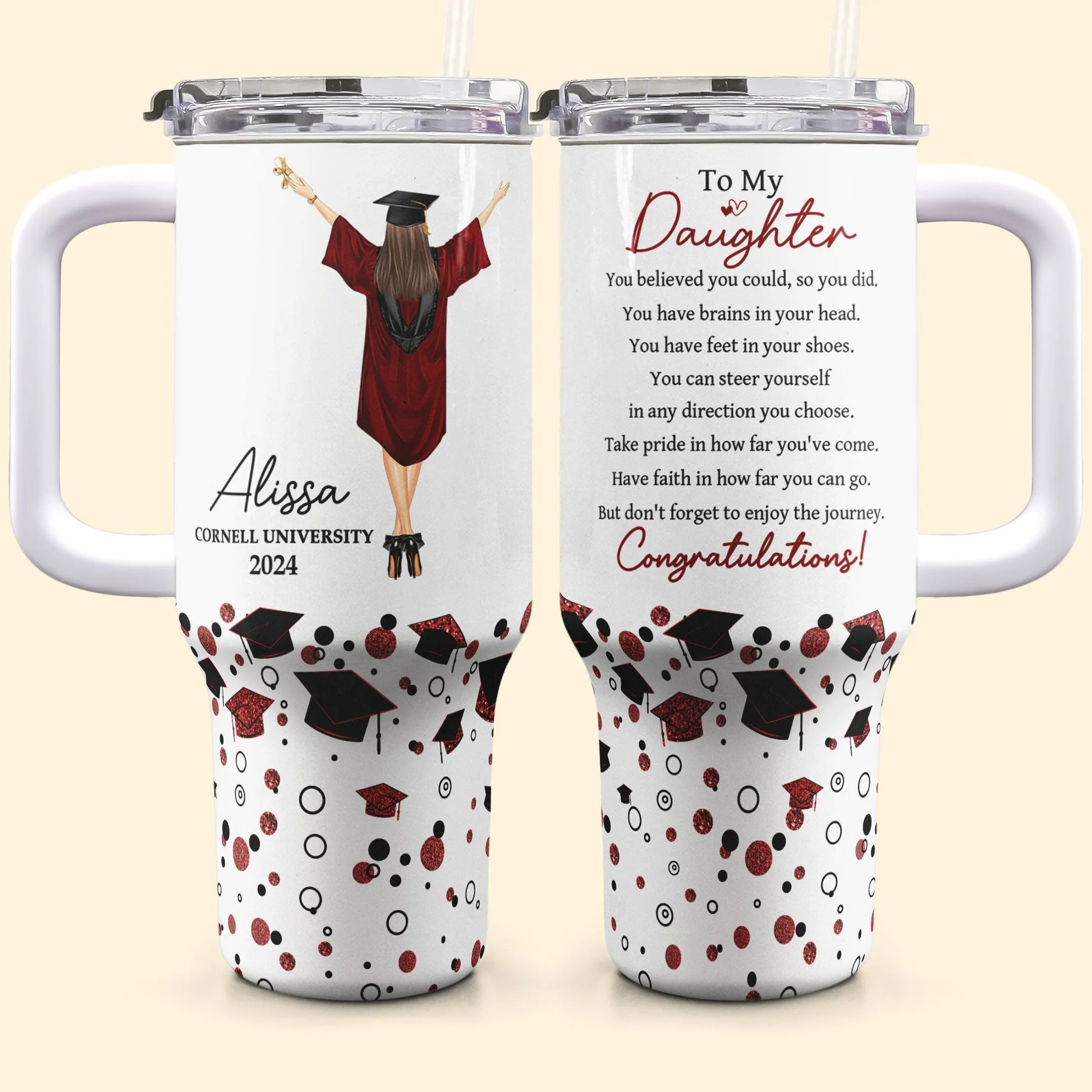 Graduation You Believed You Could So You Did - Personalized 40oz Tumbler With Straw - GR4 PT - Image 5