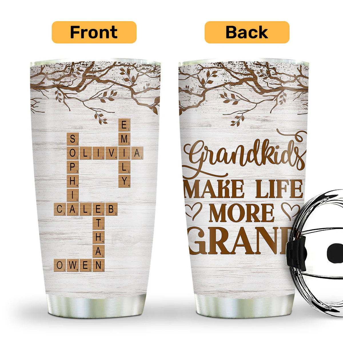 Grandchildren Make Life More Grand - Personalized Stainless Steel Tumbler - Gift For Her | HN02 - Image 4