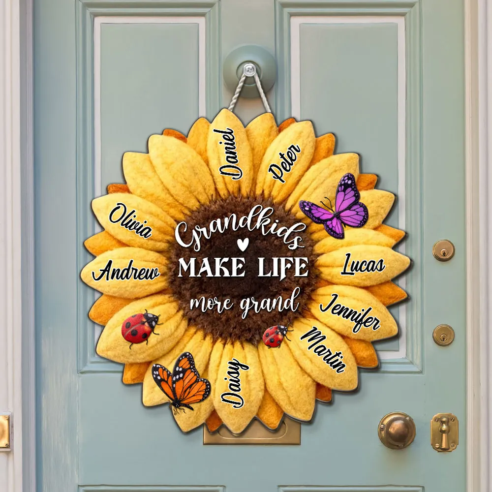 Grandkid Makes Life Grand - Personalized Wood Sign - Gift For Mom, Grandma HN02 - Image 2