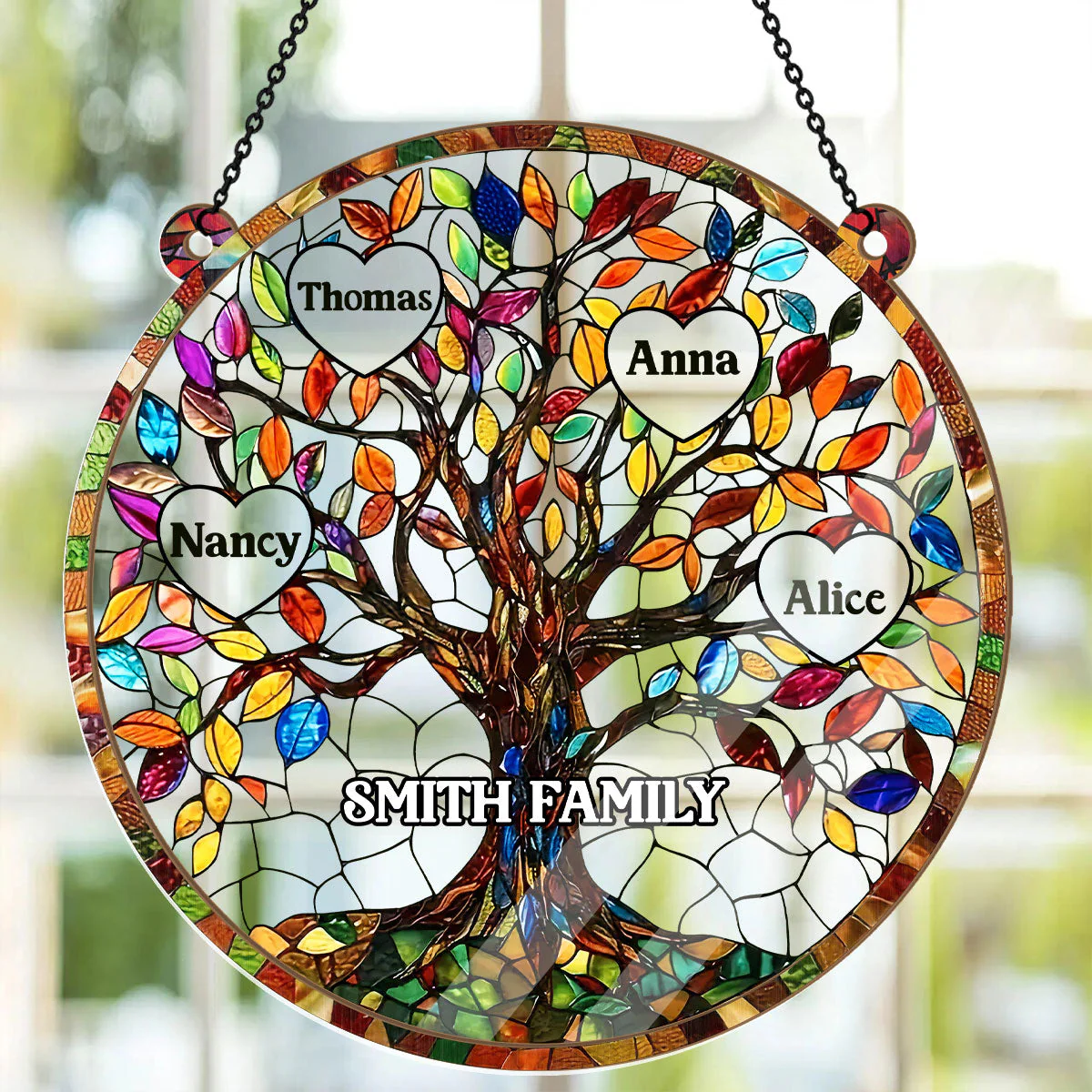 Grandkids Family Tree - Personalized Window Hanging Suncatcher - Gift For Grandma, Mom - Image 2
