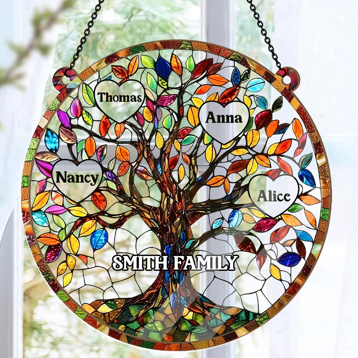 Grandkids Family Tree - Personalized Window Hanging Suncatcher - Gift For Grandma, Mom - Image 6