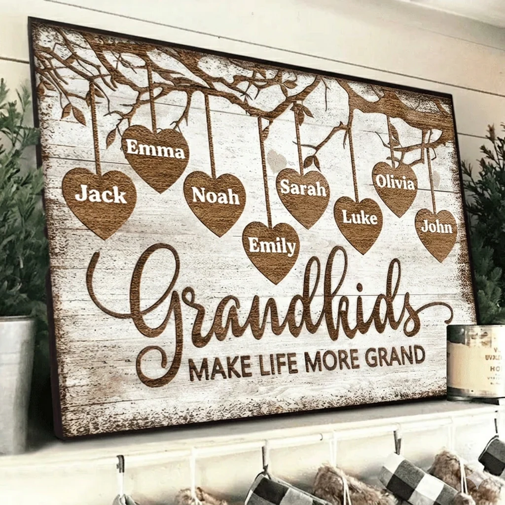 Grandkids Make Life More Grand Wall Art - Personalized Canvas Poster - Gift For Mom, Grandma - Image 3