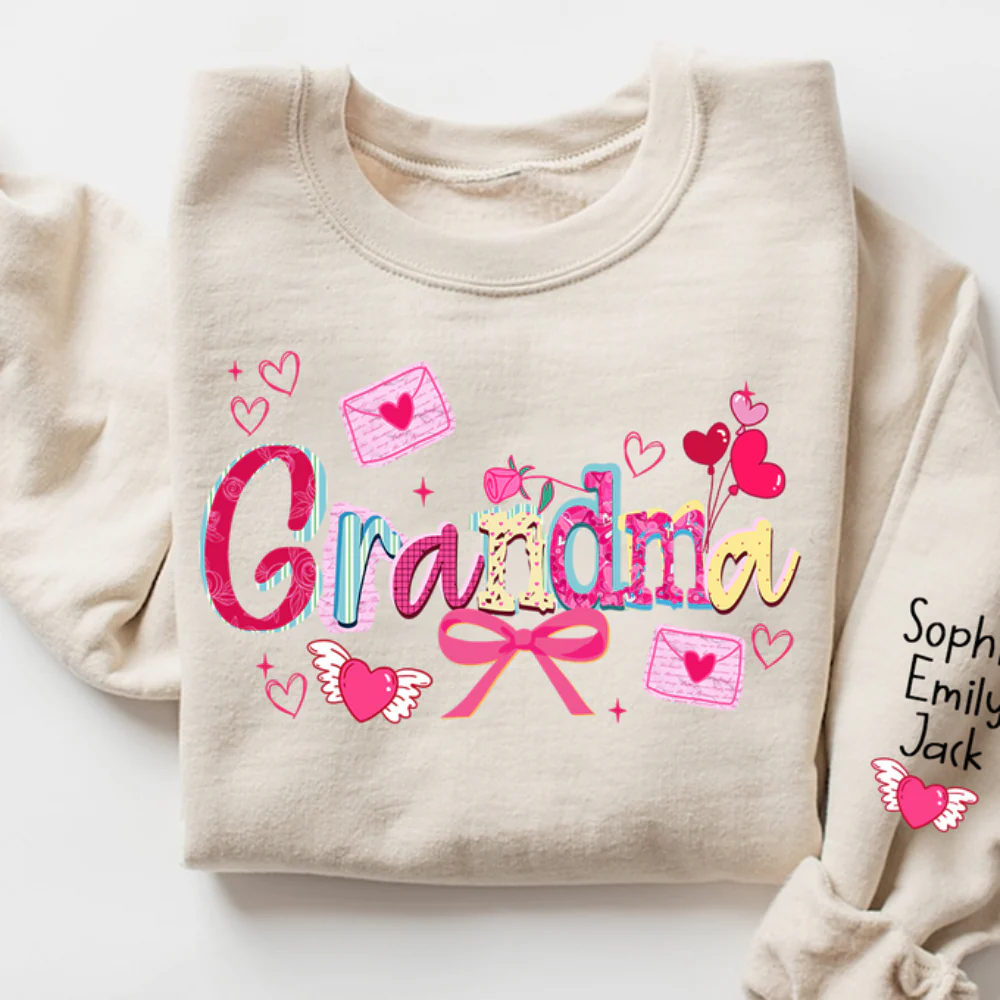 Grandma Brushstroke - Personalized Sweatshirt With Design On Sleeve - Gift For Mom, Grandma | HN02