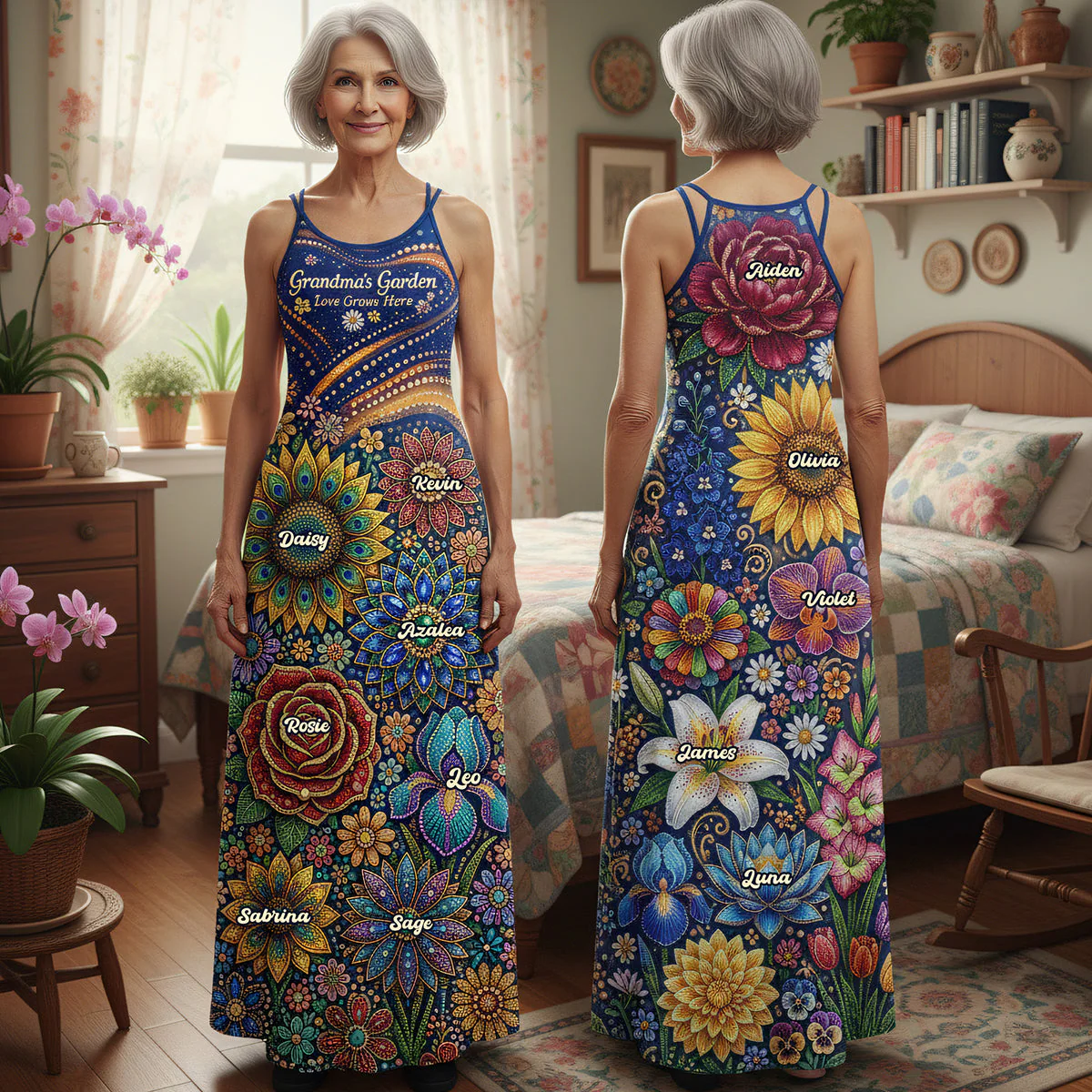 Grandma Garden Love Grows Here - Personalized Maxi Dress - Gift For Mom, Grandma - Image 3