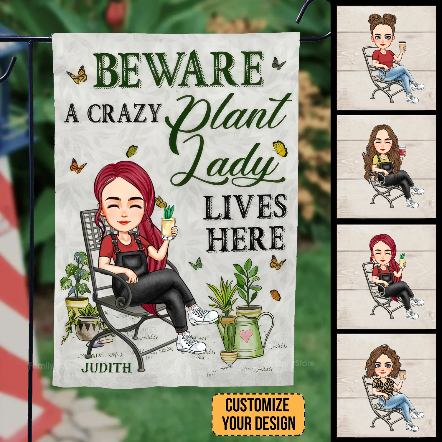Grandma Gardening Where Love Grows - Personalized Garden Flag - Gift For Mom, Grandma, Mothers Day, Plant Lovers  | GR21 NA94 - Image 2