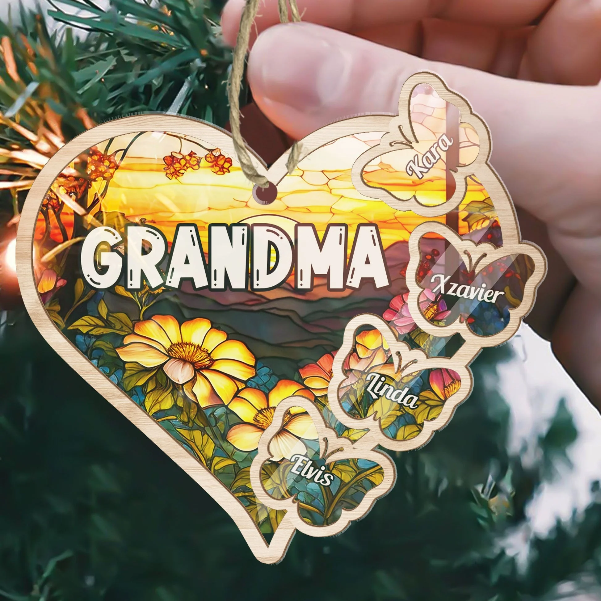 Grandma Heart - Personalized Window Hanging Window Hanging Suncatcher Ornament - Gift For Mom, Grandma, Mothers Day - NA94 - Image 3