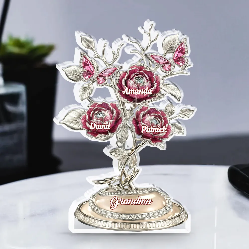 Grandma Lovely Flowers - Rose Flower Grandma - Personalized Shape Acrylic Plaque - Gift For Mom, Grandma HN02 - Image 3