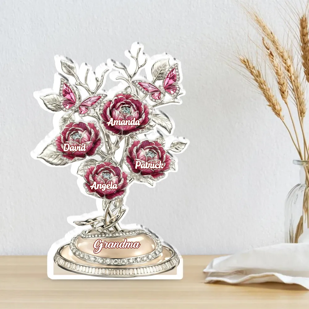 Grandma Lovely Flowers - Rose Flower Grandma - Personalized Shape Acrylic Plaque - Gift For Mom, Grandma HN02 - Image 4