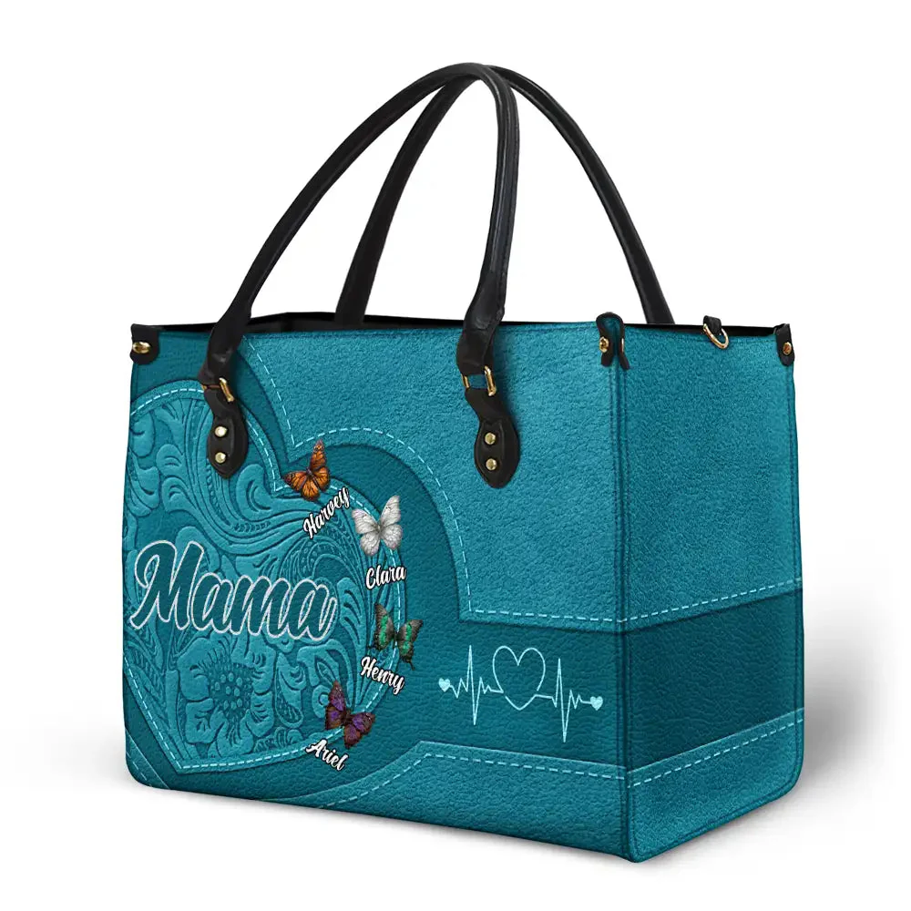 Grandma Mom Butterflies - Personalized Leather Bag - Gift For Mother, Grandma, Grandmother, Mother's Day | NA94 - Image 2